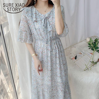 Sexy Black Dress Vintage Flower Long Puff Sleeve Chiffon Dresses ALODIA STORE
