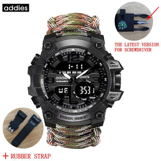 ADDIES Men Military Outdoor Watch Compass Multifunctional Waterproof Quartz Watch LED Digital Watch relogio masculino ALODIA STORE