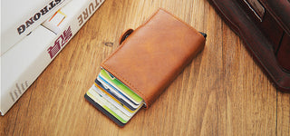 Credit Card Holder Wallet Leather Metal Aluminum ALODIA STORE