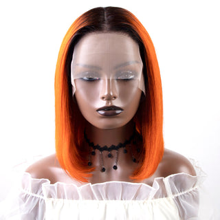 Pink Bob Short Cut Wigs Blonde Straight Lace Front Human Hair Wigs 180D Transparent Lace Pre Plucked Brazilian Bob Lace Wigs ALODIA STORE