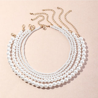 Vintage Style Simple 6MM Pearl Chain Choker Necklace For Women Wedding Love Shell Pendant Necklace Fashion Jewelry Wholesale ALODIA STORE