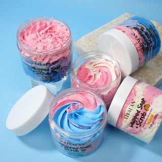 Handmade Whipped Bath Soap Clean Moisturizing Body Wash Soften Shave Cream Fruity Scent Foaming Shea Butter Rainbow Scrub 200g ALODIA STORE