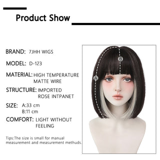 7JHH WIGS Short Bob Straight Ombre Blonde Wigs With Bang For Girl Black Female Synthetic Shoulder Length Crochet Hair Ginger Wig ALODIA STORE