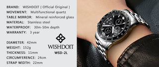 WISHDOIT New Fashion Men's Watch Top Luxury Brand Watch 30m Waterproof Luminous Stainless Steel Men's Watch Reloj hombre ALODIA STORE
