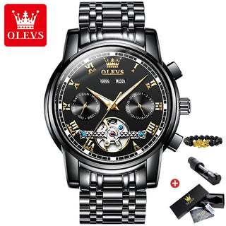 OLEVS Original Watch For Men Automatic Mechanical Watch Top Brand Luxury Tourbillon Wristwatch Classic Male Black Watches  6607 ALODIA STORE