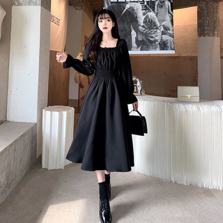 QWEEK Vintage Black Dress Women French Elegant ALODIA STORE