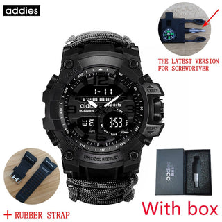 ADDIES Men Military Outdoor Watch Compass Multifunctional Waterproof Quartz Watch LED Digital Watch relogio masculino ALODIA STORE