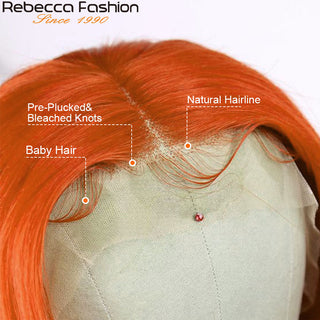 Ginger Short Bob Lace Front Wigs 100% Human Hair Wigs Bob Lace Wigs For Women Blonde Orange Straight Brazilian Hair Closure Wig ALODIA STORE