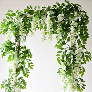 Wisteria Artificial Flower Vine Ivy Leaf Garland Silk Rose Flowers Rattan String Vine Wedding Arch Flower Home Garden Decoration ALODIA STORE