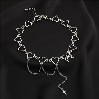 Kpop Vintage Harajuku Goth Metal Heart Neck Chains Choker Grunge Necklaces For Women Egirl Cosplay Aesthetic Accessories Jewelry ALODIA STORE