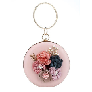 Pink Round Flower Clutch Bag ALODIA STORE