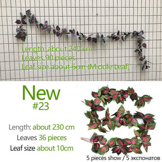 240cm Green Silk Artificial Hanging Ivy Leaf Garland Plants Vine Grape Leaves 1Pcs Home Bathroom Decoration Garden Party Decor ALODIA STORE