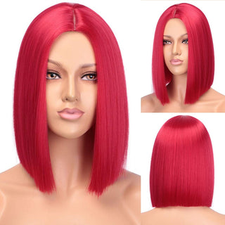 AISI HAIR Synthetic Ombre Orange Wig Short Straight Middle Part Bob Wig for Women Natural Yellow/Red Wigs Heat Resistant Fiber ALODIA STORE