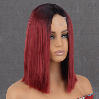 WERD Short Orange Wig Middle Part Blonde Lady Bob Hair Synthetic Heat Resistant Wig Cosplay Wig ALODIA STORE