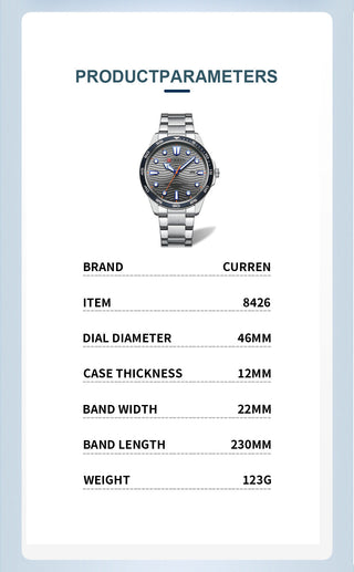2022 New CURREN Luxury Brand Men Sport Watches Men Quartz Watch Stainless Steel Men Fashion Casual Wrist Watch Relogio Masculino ALODIA STORE