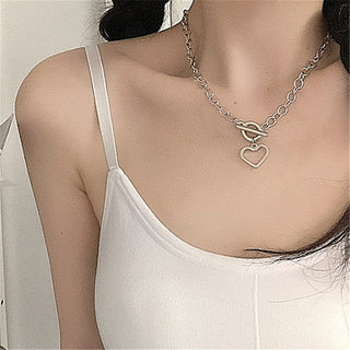 Kpop Vintage Harajuku Goth Metal Heart Neck Chains Choker Grunge Necklaces For Women Egirl Cosplay Aesthetic Accessories Jewelry ALODIA STORE