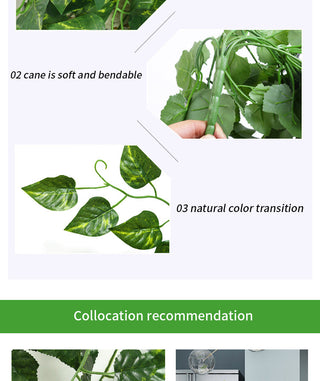 90CM Artificial Green Plant Hanging Ivy Leaf Seaweed Radish Artificial Flower Grapevine Home Garden Wall Fence Party Decoration ALODIA STORE