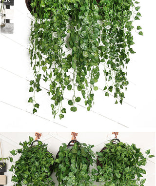 90CM Artificial Green Plant Hanging Ivy Leaf Seaweed Radish Artificial Flower Grapevine Home Garden Wall Fence Party Decoration ALODIA STORE