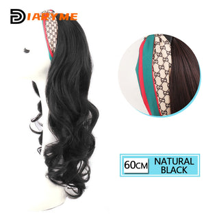 DM Headband Wig Synthetic Long Wavy Hair Wigs With Headband Cosplay Wig Female Natural Heat Resistant Half Hair Wig For Women ALODIA STORE