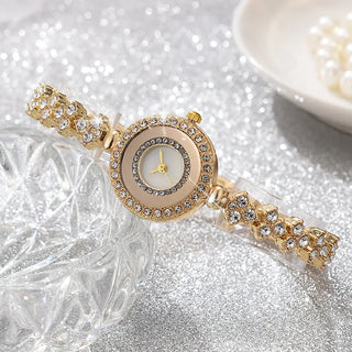 6PCS Set Luxury Watch Women Ring Necklace Earrings Rhinestone Fashion Wristwatch Female Casual Ladies Watches Bracelet Set Clock ALODIA STORE