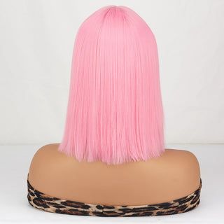 WERD Short Straight Bob Wigs for Women Synthetic wig with bangsPink Lolita Wigs Black  Blue Red Cosplay Wig ALODIA STORE