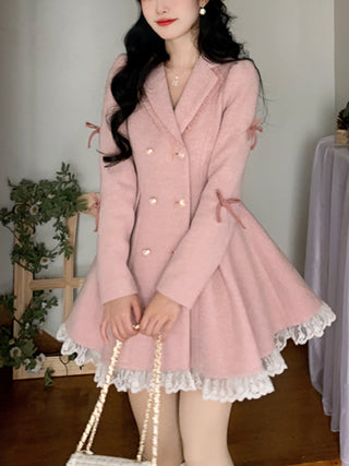 Warm Winter Pink Sweet Elegant Dress ALODIA STORE