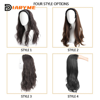 DM Headband Wig Synthetic Long Wavy Hair Wigs With Headband Cosplay Wig Female Natural Heat Resistant Half Hair Wig For Women ALODIA STORE