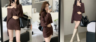2 Piece Dress Set Women Casual Y2k Crop Tops Elegant Jacket Coats + Mini Skirts Korean Fahion ALODIA STORE