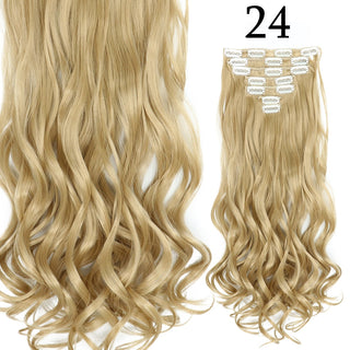 24Inchs 16 Clips in Hair Extensions Long Straight Hairstyle Synthetic Blonde Black Hairpieces Heat Resistant False Hair ALODIA STORE