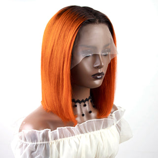 Pink Bob Short Cut Wigs Blonde Straight Lace Front Human Hair Wigs 180D Transparent Lace Pre Plucked Brazilian Bob Lace Wigs ALODIA STORE