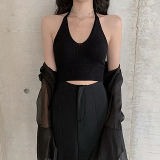 Summer Tank Top V Neck Tops Women CropTop Knitting Beach Cropped Sexy Fashion Clothes Women Camisole Streetwear ALODIA STORE