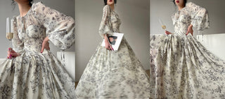 French Elegant Floral Midi dress ALODIA STORE