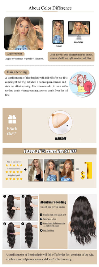 HENRY MARGU Long Straight Lace Front Synthetic Wigs Brown Blonde Platinum Wigs for White Women Middle Part Daily Heat Resistant ALODIA STORE