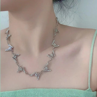 Kpop Vintage Harajuku Goth Metal Heart Neck Chains Choker Grunge Necklaces For Women Egirl Cosplay Aesthetic Accessories Jewelry ALODIA STORE