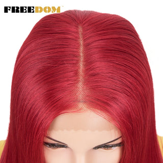 FREEDOM Synthetic Lace Wig 28 Inch Long Straight Hair Wigs Soft Red Orange Blonde Lace Front Wigs For Black Women Cosplay Wigs ALODIA STORE
