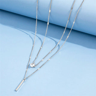 Crystal Zircon Heart Star Charm Layered Pendant Necklace Set for Women Charms Fashion Square Rhinestone Female Vintage Jewelry ALODIA STORE