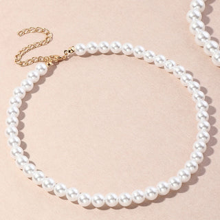 Vintage Style Simple 6MM Pearl Chain Choker Necklace For Women Wedding Love Shell Pendant Necklace Fashion Jewelry Wholesale ALODIA STORE