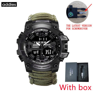 ADDIES Men Military Outdoor Watch Compass Multifunctional Waterproof Quartz Watch LED Digital Watch relogio masculino ALODIA STORE