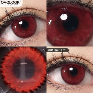 OVOLOOK-1 Pair/2pcs Vampire Lenses Sick Mary Red Cosplay Contact Lenses for Eyes Anime Colored Eye Lenses for Myopia Yearly Use Alodia Store