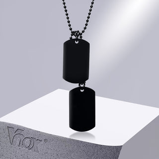 Vnox Stainless Steel Double Dog Tag Necklace for Men High Polished Pendant ID Men Jewelry 24" Chain Necklace ALODIA STORE