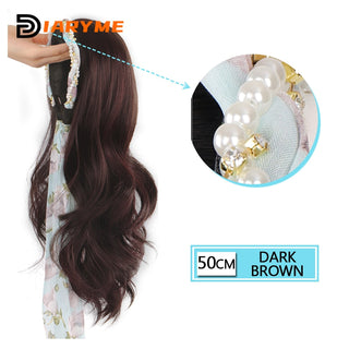 DM Headband Wig Synthetic Long Wavy Hair Wigs With Headband Cosplay Wig Female Natural Heat Resistant Half Hair Wig For Women ALODIA STORE
