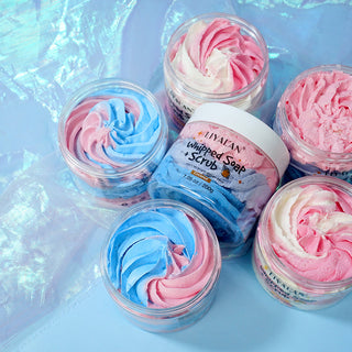 Handmade Whipped Bath Soap Clean Moisturizing Body Wash Soften Shave Cream Fruity Scent Foaming Shea Butter Rainbow Scrub 200g ALODIA STORE