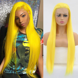 Charisma Blonde Wig Synthetic Lace Front Wig for Women Long Silky Straight Hair Natural Hairline Side Part Cosplay Wigs ALODIA STORE