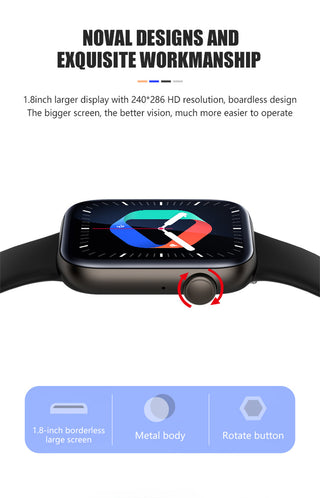 For Xiaomi Huawei Samsung 1.81 inch Bluetooth Call Smartwatch Men Support 120 Sport  2022 New Women Rotary keys Smart Watch +Box ALODIA STORE