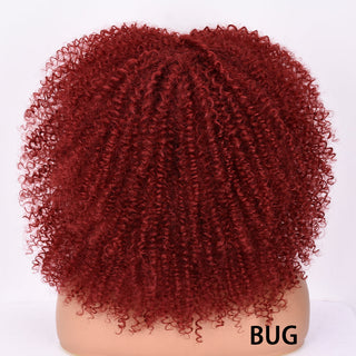 Short Hair Blonde Wigs Afro Kinky Curly Wig With Bangs For Black Women Cosplay Lolita Synthetic Natural Glueless Brown Mixed ALODIA STORE