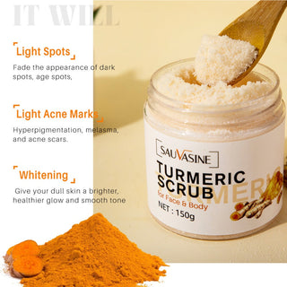 150g Turmeric Scrubs Body Face Nourish Moisturizing Exfoliating Hand Deep Cleansing Acne Scarring Psoriasis Dead Skin Remove ALODIA STORE