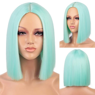 AISI HAIR Synthetic Ombre Orange Wig Short Straight Middle Part Bob Wig for Women Natural Yellow/Red Wigs Heat Resistant Fiber ALODIA STORE