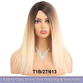 14" Black Kinky Straight Wig Female Natural Hair Woman Wigs Blonde/Brown/Red Yaki Synthetic Wig High Quality For Black Women ALODIA STORE