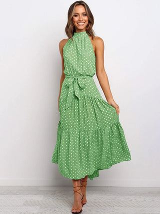 Summer Long Dress Polka Dot Casual Dresses Black Sexy Halter Strapless New 2023 ALODIA STORE