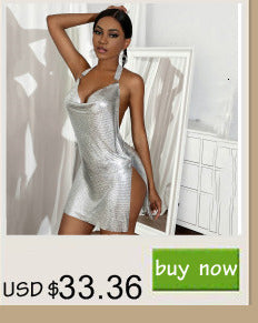 Sexy Backless y2k Metal Party Summer Dress Women Beach Night club Mini slip dress Glitter Sequin ladies Dresses Vestidos HL ALODIA STORE